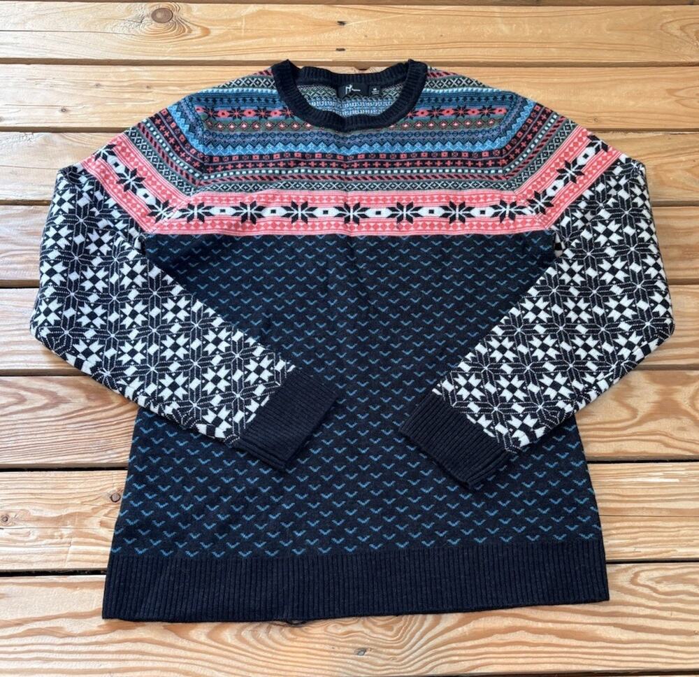Neve Women’s Patterned 100% Merino Wool Sweater Size M Multicolor T6